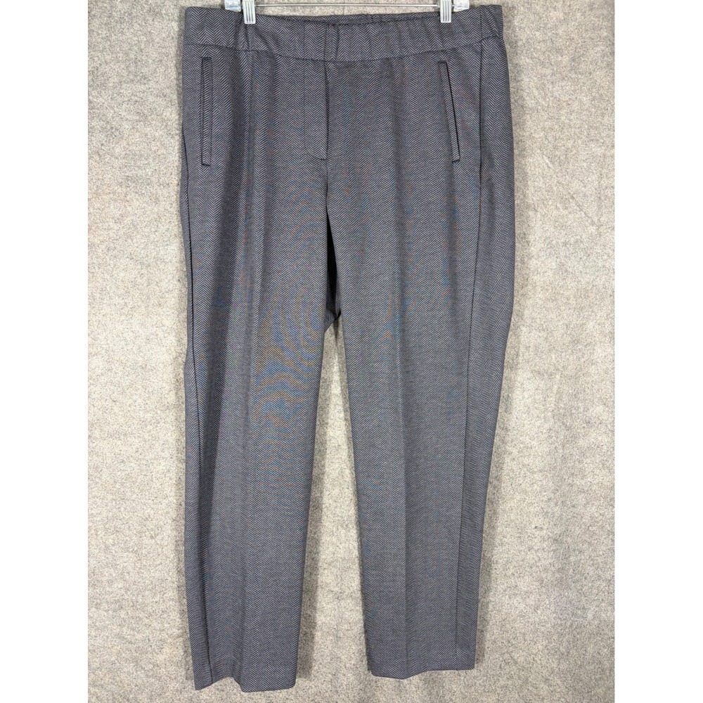 J. Jill Ponte Slim Leg Pants XL Navy Gray Herringbone Pull On Stretch Trousers